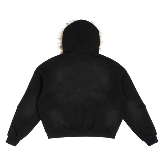 ICEBOUND Unisex Sun Fade Boxy Detachable Fur Hoodie
