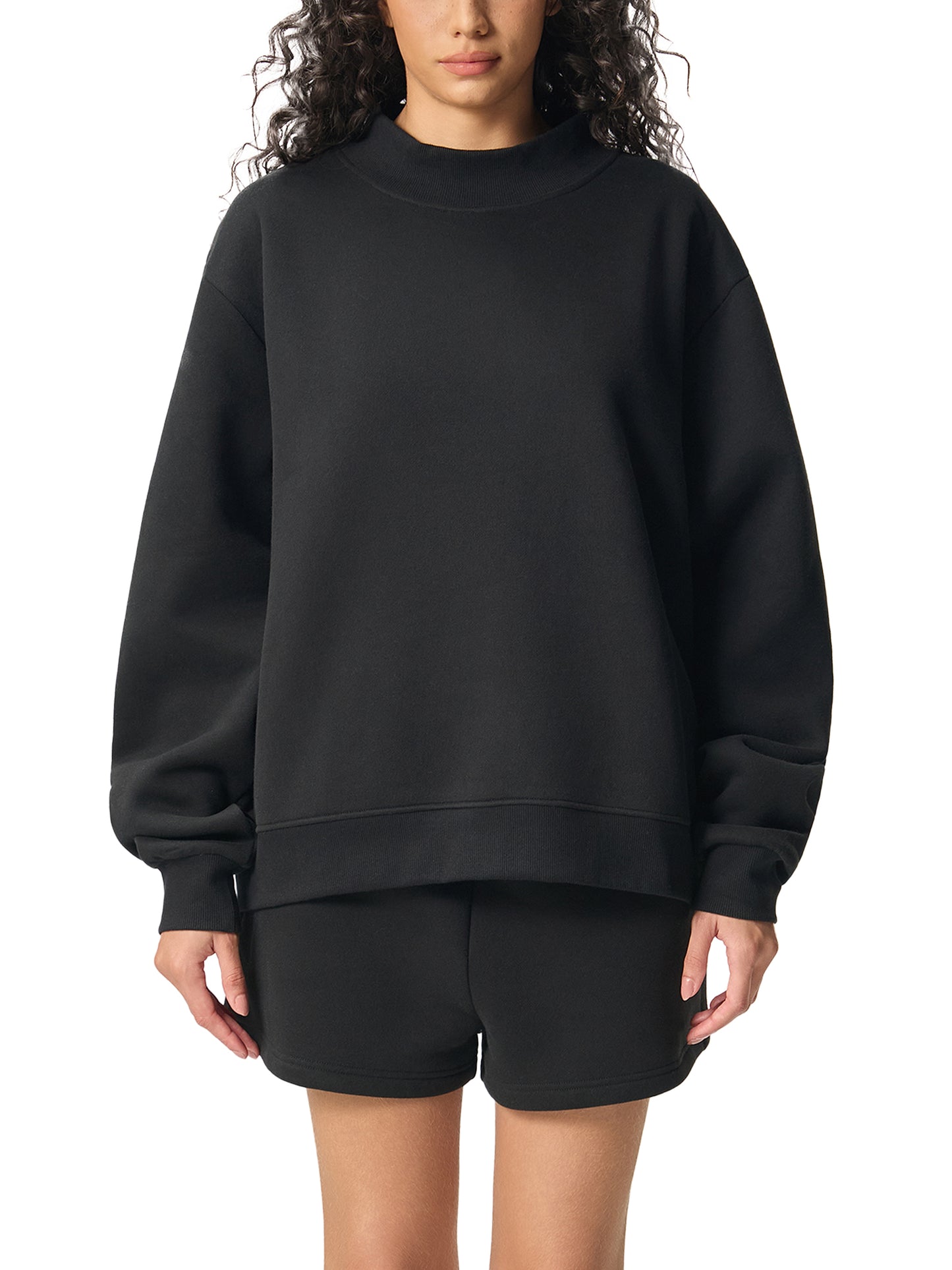 Women's Essential Fleece Mock-Neck Crew Sweatshirt